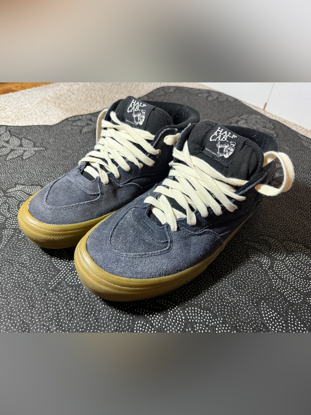 Vans Half Cab Navy Suede Sneakers with Gum Sole
